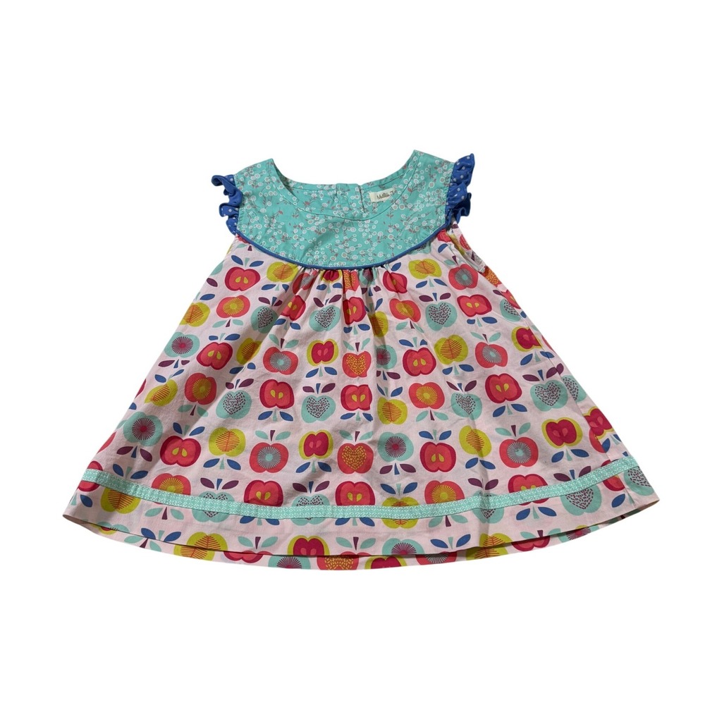Matilda Jane Dress 18M Pink Apple Floral Ruffle Sleeveless Cottagecore School